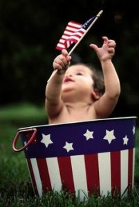 baby-in flag bucket