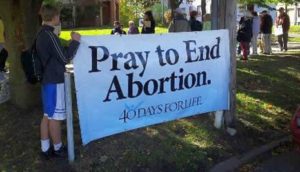 40 Days for Life Banner at Prayer Vigil